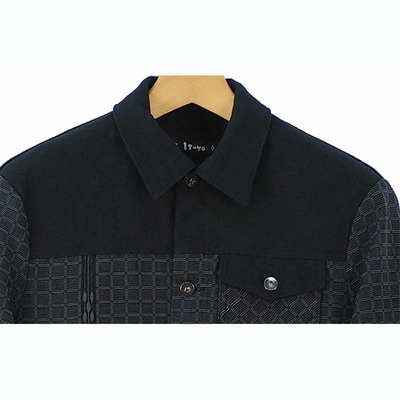 みんさー織 総手織りブルゾン(楕円ヒチガーラ ブラック)Lサイズ AZ-57-1