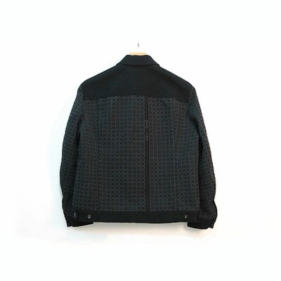 みんさー織 総手織りブルゾン(楕円ヒチガーラ ブラック)Lサイズ AZ-57-1