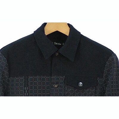 みんさー織 総手織りブルゾン(楕円ヒチガーラ ブラック)LLサイズ AZ-58-1