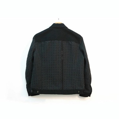 みんさー織 総手織りブルゾン(楕円ヒチガーラ ブラック)LLサイズ AZ-58-1