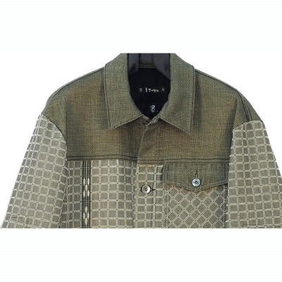 みんさー織 総手織りブルゾン(楕円ヒチガーラ グレイッシュ)Mサイズ AZ-59-1