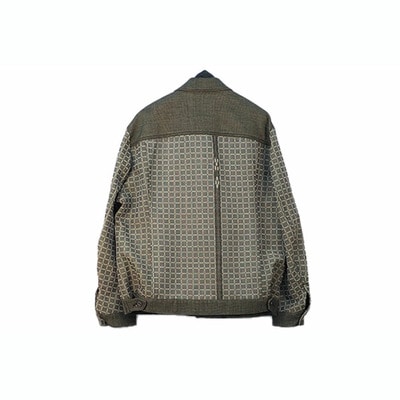 みんさー織 総手織りブルゾン(楕円ヒチガーラ グレイッシュ)LLサイズ AZ-61-1