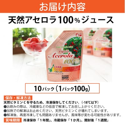 石垣島産 天然アセロラ100%ジュース (100g/pc) × 10pc