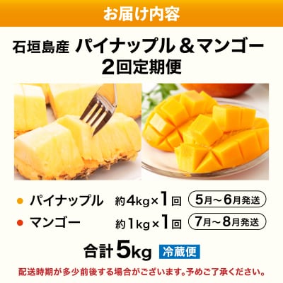 【2026年5月から発送 2回定期便】石垣島産パイナップル 約4kg ・マンゴー約1kgセット