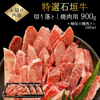 切り落とし焼肉用300g×3パック&石垣牛 MARU秘伝の焼肉タレ100ml×1本