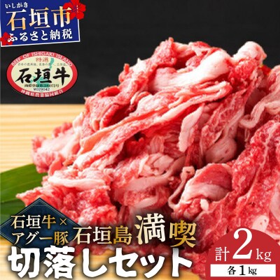 石垣牛×アグー豚(南ぬ豚)石垣島満喫切落しセット(各1kg 計2kg)