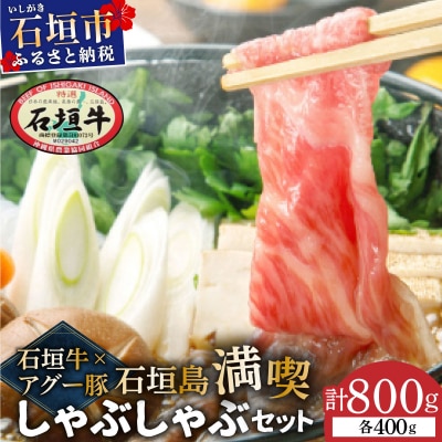 石垣牛×アグー豚(南ぬ豚)石垣島満喫しゃぶしゃぶセット(各400g 計800g)