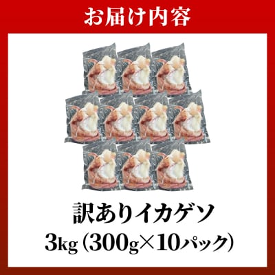 <訳あり> 石垣島産 セーイカの極上げそ 300g×10パック 加熱用 GK-006