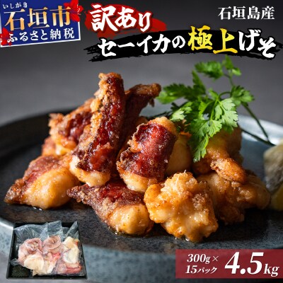 <訳あり> 石垣島産 セーイカの極上げそ 300g×15パック 加熱用 GK-007