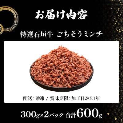 A5ランク 特選 石垣牛 100%使用 ごちそうミンチ 300g 2パック 計600g 