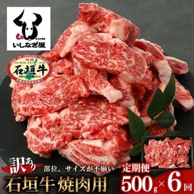 【定期便】《隔月全6回》【訳あり】石垣牛 焼肉用(不揃い)500g