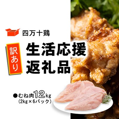 【訳あり】四万十鶏 むね肉 12kg (生活応援返礼品)