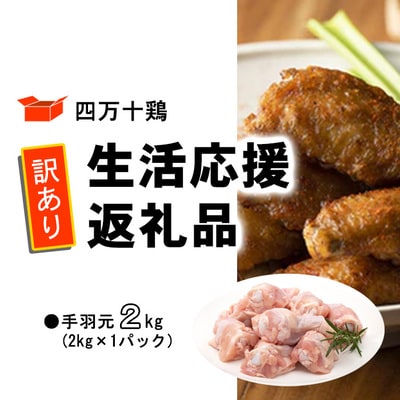 【訳あり】四万十鶏 手羽元 2kg(生活応援返礼品)