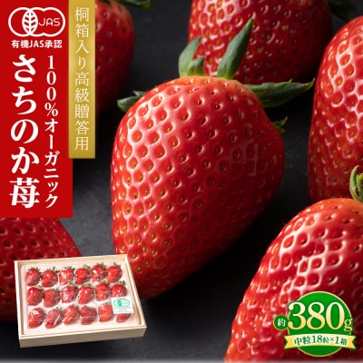 桐箱入り高級贈答用  とくしまオーガニックいちご・中粒(18粒 約380g)1箱【BL008】