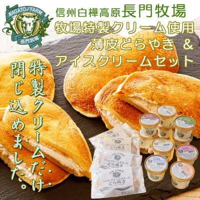長門牧場　特製薄皮どらやき&自社製造アイスクリーム贅沢セット　クリスマススイーツギフト　長野県お歳暮