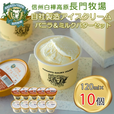 長門牧場　自社製造アイスクリーム　バニラ&バター10個セット　クリスマススイーツギフト　長野県お歳暮