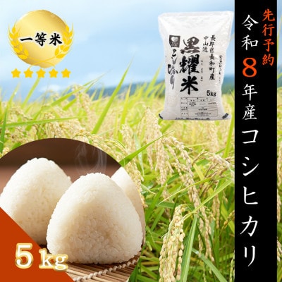 【先行予約】令和8年産 コシヒカリ5キロ(kg)　黒耀水育ち 長野県長和町産 農家直送 一等米精白米