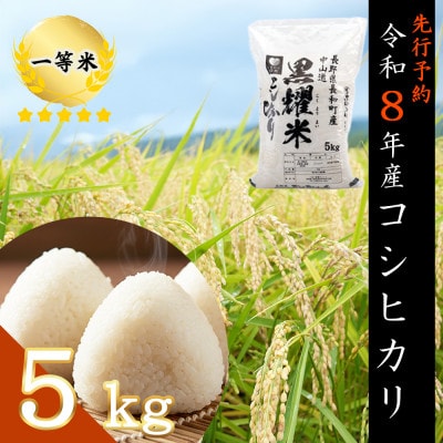 【先行予約】令和8年産 コシヒカリ5キロ(kg)　黒耀水育ち 長野県長和町産 農家直送 一等米精白米