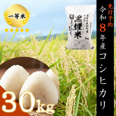 【先行予約】令和8年産 コシヒカリ30キロ(kg)黒耀水育ち 長野県長和町産 農家直送 一等米精白米