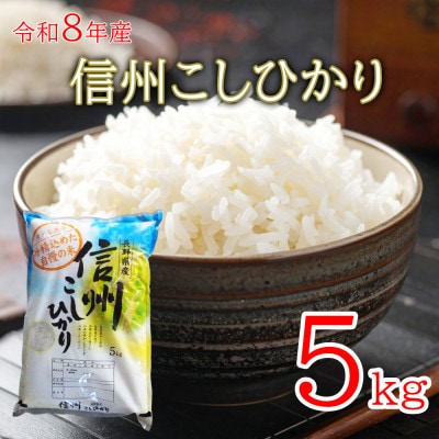 【新米】令和8年産 長野県長和町産こしひかり5kg 精白米　農家直送　冷めてもおいしいお米