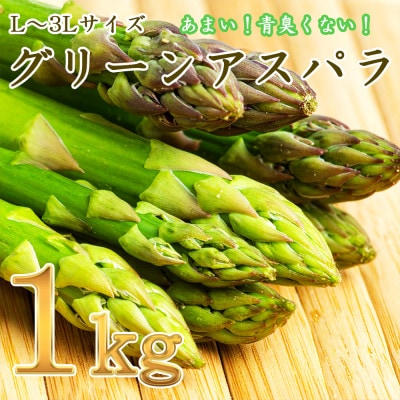 朝採れ直送　グリーンアスパラガス1kg　柔らかくて青臭くないおいしいアスパラ　農家直送冷蔵便
