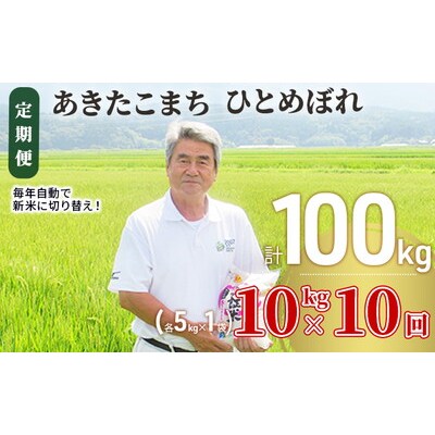 定期便10回 あきたこまち・ひとめぼれ 10kg (各5kg)令和7年産[No.5685-2384]