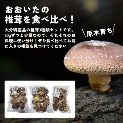 干し椎茸セット(どんこ・香信・こつぶ各80g)