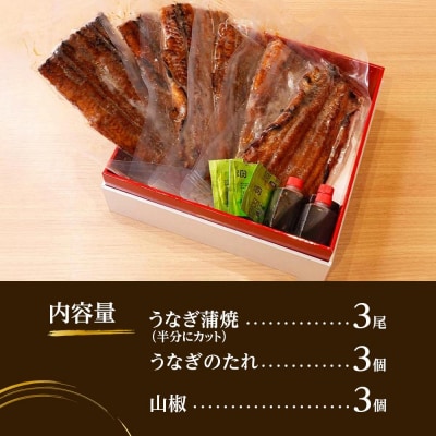 【炭火・職人手焼き】　国産うなぎ蒲焼　約180g×3尾・たれ・山椒　和食竜むら
