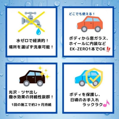 洗車と撥水コーティング同時施工!EK-ZERO500mlクロスセット×2 + 1L詰替えパック×2