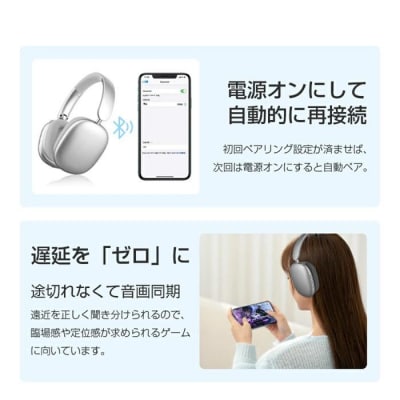 ワイヤレスヘッドホン＜グレー＞イヤホン ヘッドセット Bluetooth5.4