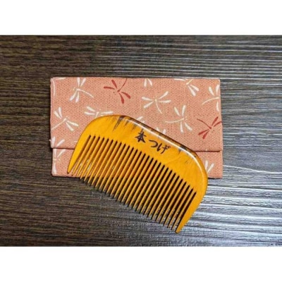 つげ櫛の櫛留商店　本つげ材ミニ櫛(すす櫛中歯)袋付
