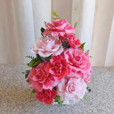 プリザーブドフラワー・bell薔薇(クリアケース入り)　ピンク系