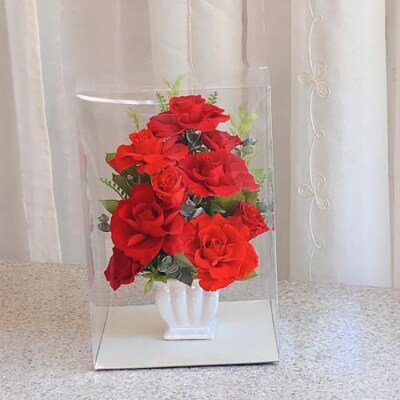 プリザーブドフラワー・bell薔薇(クリアケース入り)　レッド系