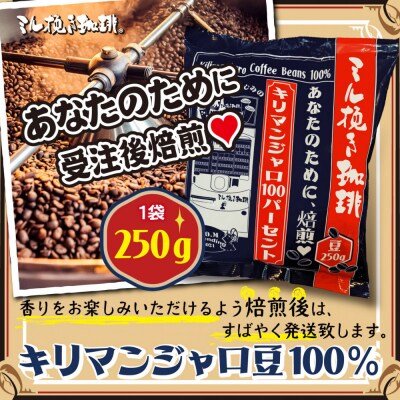 ミル挽き珈琲　キリマンジャロ豆100% 1袋　(250g/袋)