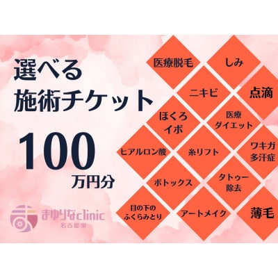 美容医療　脱毛・美肌　選べる!施術100万円分【組み合わせ自由】まゆりなclinic名古屋栄