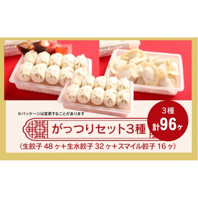 カリットギョウザ がっつりセット3種(96ケ)餃子 水餃子 スマイル餃子