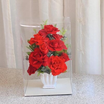 プリザーブドフラワー・bell薔薇(クリアケース入り)　ホワイト×グリーン系