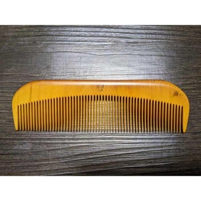 つげ櫛の櫛留商店　本つげ材すす櫛(中歯)袋付　※約13.5cm