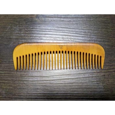つげ櫛の櫛留商店　本つげ材すす櫛(荒歯)袋付　※約13.5cm