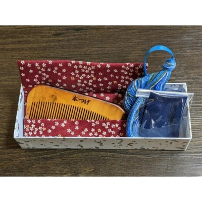 つげ櫛の櫛留商店　本つげ材すす櫛(中歯)袋付　※約9.8cm