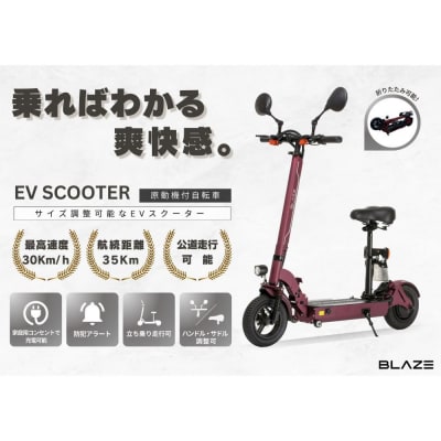 【原付一種】折りたたみ可能な電動キックボード!EV SCOOTER(EVスクーター) ワインレッド