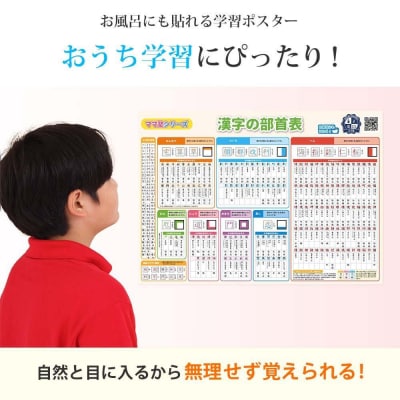 学習ポスター 部首 漢字の部首表【B3+A4 2枚セット】お風呂にも貼れる