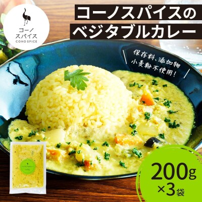 コーノスパイス ベジタブルカレー 200g×3パック