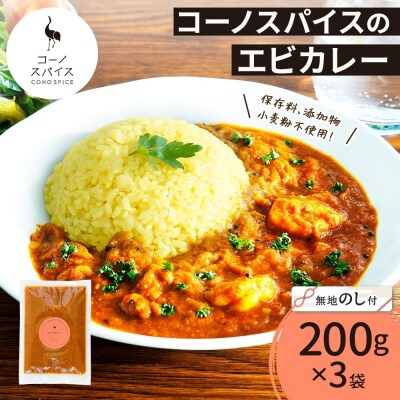 《無地熨斗》 コーノスパイス エビカレー 200g×3パック