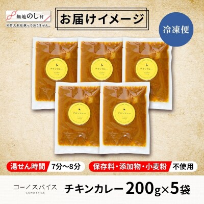 《無地熨斗》コーノスパイス チキンカレー 200g×5パック