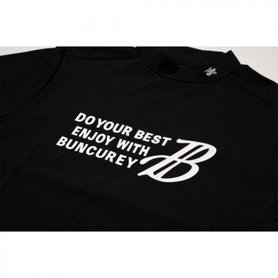 BUNCUREY　ゴルフウェア　バイカラー半袖モックネック ブラック/サイズ5