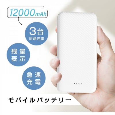 モバイルバッテリー 大容量 小型 軽量 薄型 12000mAh【PL保険加入済み製品】