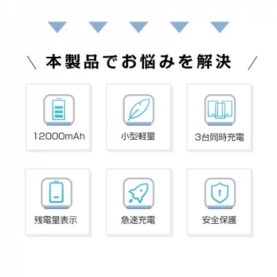 モバイルバッテリー 大容量 小型 軽量 薄型 12000mAh【PL保険加入済み製品】