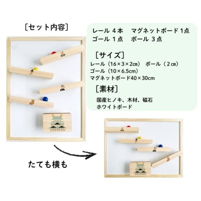 磁石でくっつくころがるクッコル なごや三英傑 天下泰平コロコロ  木のおもちゃ ボード付き