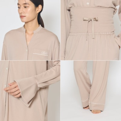 【ベージュ SS】リファ バイタルテック モイストスムース スタンドカラースリープウェア/WOMEN